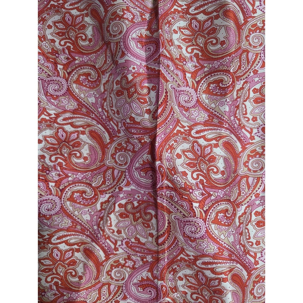 Evan Picone Womens 14 100% Silk Paisley Pants Pink Coral Lined Ankle Trouser - Picture 2 of 8